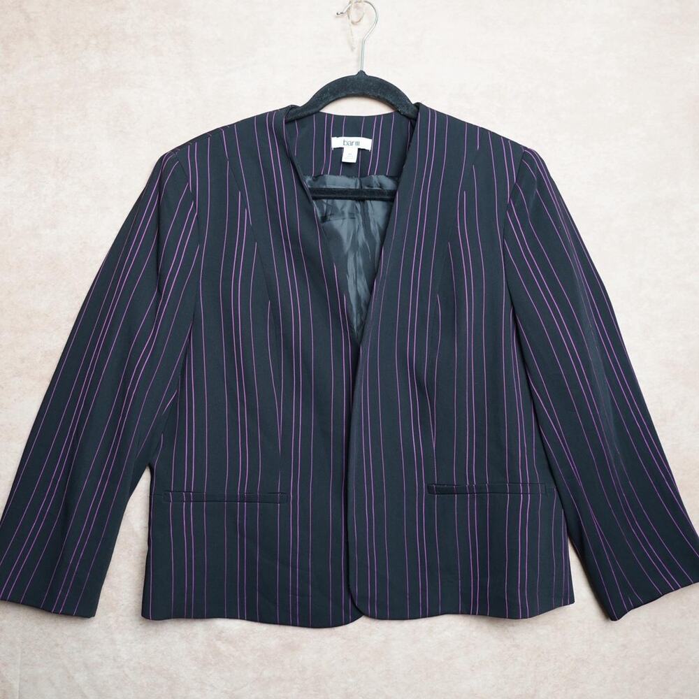 Bar III Purple Pinstripe Blazer XL Open Front Y2K